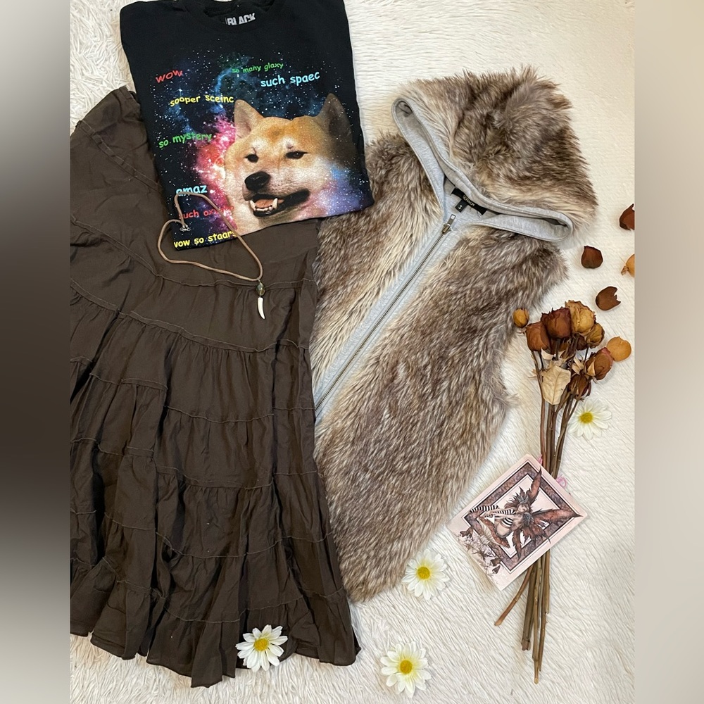 Y2k Faux fur furry hooded reversible sweater vest - Picture 17 of 17